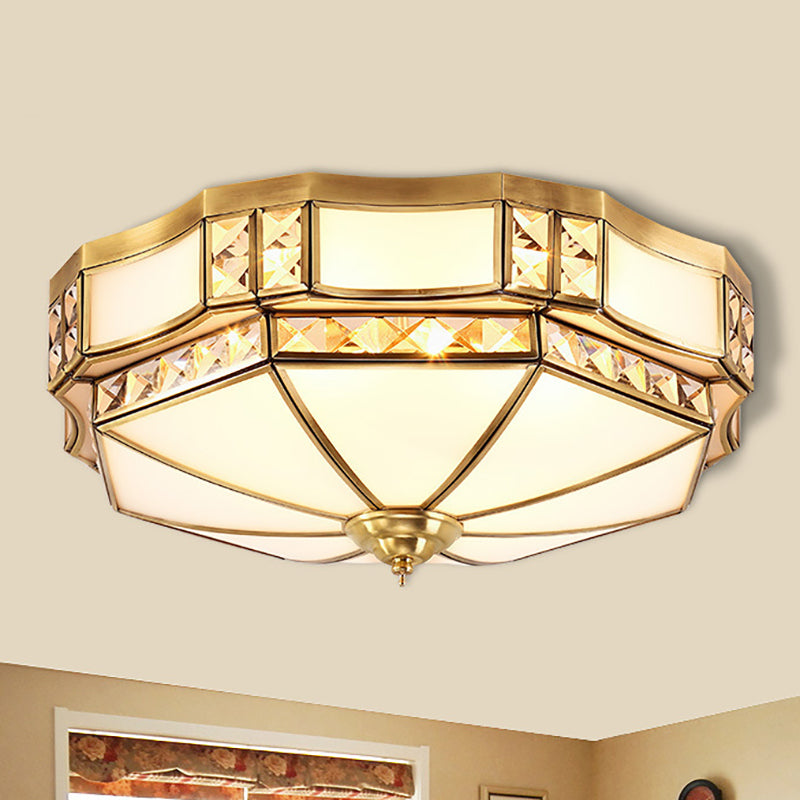 Gold 3/4/6 Lights Flush Light Fixture Traditional Opal Glass Bowl Ceiling Flush Mount for Bedroom Clearhalo 'Ceiling Lights' 'Close To Ceiling Lights' 'Close to ceiling' 'Flush mount' Lighting' 277117