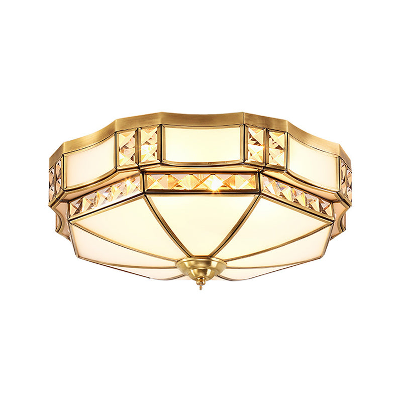 Gold 3/4/6 Lights Flush Light Fixture Traditional Opal Glass Bowl Ceiling Flush Mount for Bedroom Clearhalo 'Ceiling Lights' 'Close To Ceiling Lights' 'Close to ceiling' 'Flush mount' Lighting' 277119