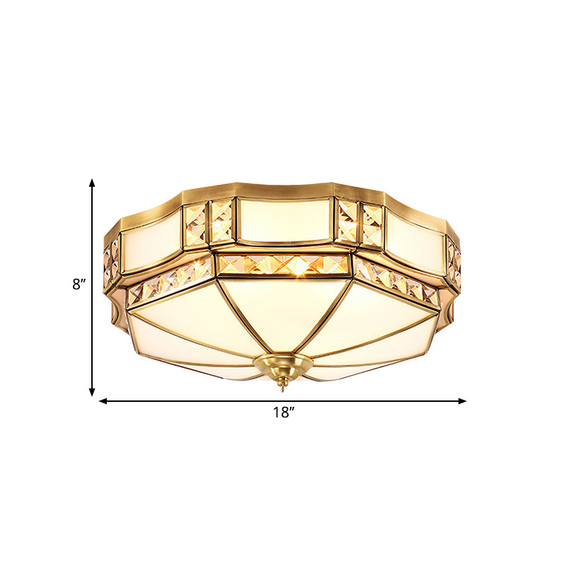 Gold 3/4/6 Lights Flush Light Fixture Traditional Opal Glass Bowl Ceiling Flush Mount for Bedroom Clearhalo 'Ceiling Lights' 'Close To Ceiling Lights' 'Close to ceiling' 'Flush mount' Lighting' 277120