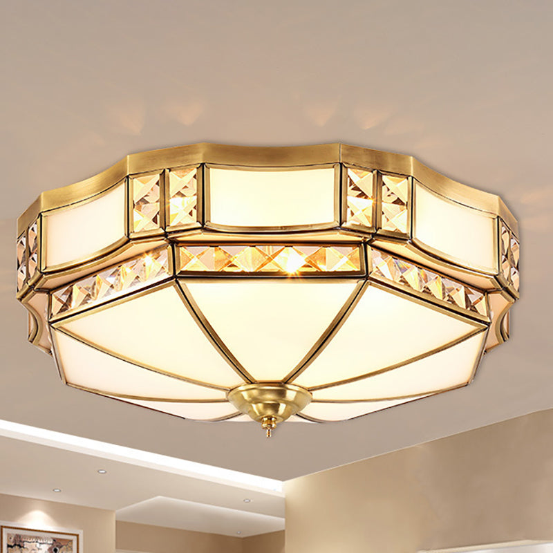 Gold 3/4/6 Lights Flush Light Fixture Traditional Opal Glass Bowl Ceiling Flush Mount for Bedroom Clearhalo 'Ceiling Lights' 'Close To Ceiling Lights' 'Close to ceiling' 'Flush mount' Lighting' 277121