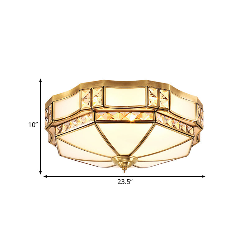 Gold 3/4/6 Lights Flush Light Fixture Traditional Opal Glass Bowl Ceiling Flush Mount for Bedroom Clearhalo 'Ceiling Lights' 'Close To Ceiling Lights' 'Close to ceiling' 'Flush mount' Lighting' 277124