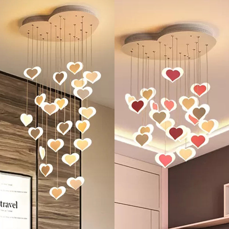 Acrylic Heart Shaped Ceiling Pendant Modern Romantic Hanging Light for Child Bedroom Clearhalo 'Ceiling Lights' 'Pendant Lights' 'Pendants' Lighting' 27713