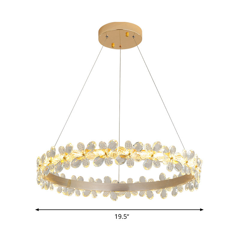 Round Chandelier Lamp Modern Crystal 19.5"/27.5" Wide LED Gold/Coffee Pendant Light Fixture in Warm/White Light Clearhalo 'Ceiling Lights' 'Chandeliers' 'Modern Chandeliers' 'Modern' Lighting' 277152