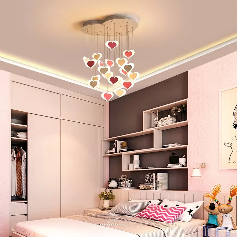 Acrylic Heart Shaped Ceiling Pendant Modern Romantic Hanging Light for Child Bedroom Clearhalo 'Ceiling Lights' 'Pendant Lights' 'Pendants' Lighting' 27716