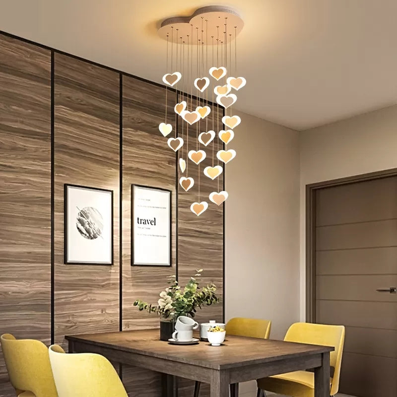 Acrylic Heart Shaped Ceiling Pendant Modern Romantic Hanging Light for Child Bedroom Clearhalo 'Ceiling Lights' 'Pendant Lights' 'Pendants' Lighting' 27719