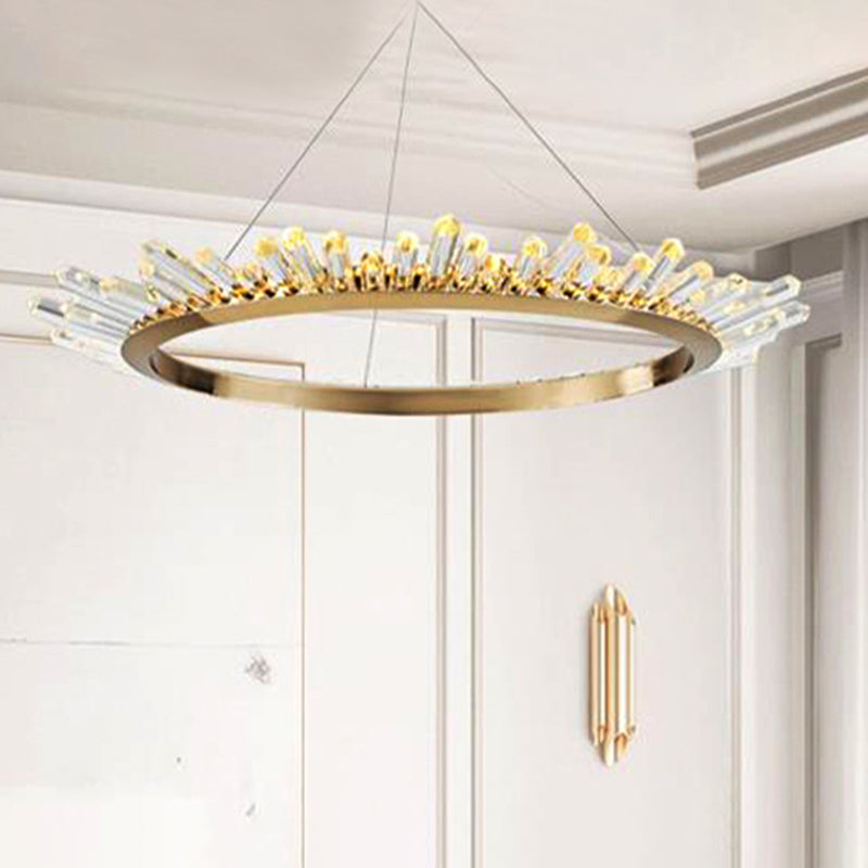 Round Pendant Chandelier Modernist Metal LED Gold Ceiling Hanging Light for Bedroom, 16"/21.5"/31.5" Wide Gold 31.5" Clearhalo 'Ceiling Lights' 'Chandeliers' 'Modern Chandeliers' 'Modern' Lighting' 277217