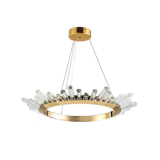 Round Pendant Chandelier Modernist Metal LED Gold Ceiling Hanging Light for Bedroom, 16"/21.5"/31.5" Wide Clearhalo 'Ceiling Lights' 'Chandeliers' 'Modern Chandeliers' 'Modern' Lighting' 277219