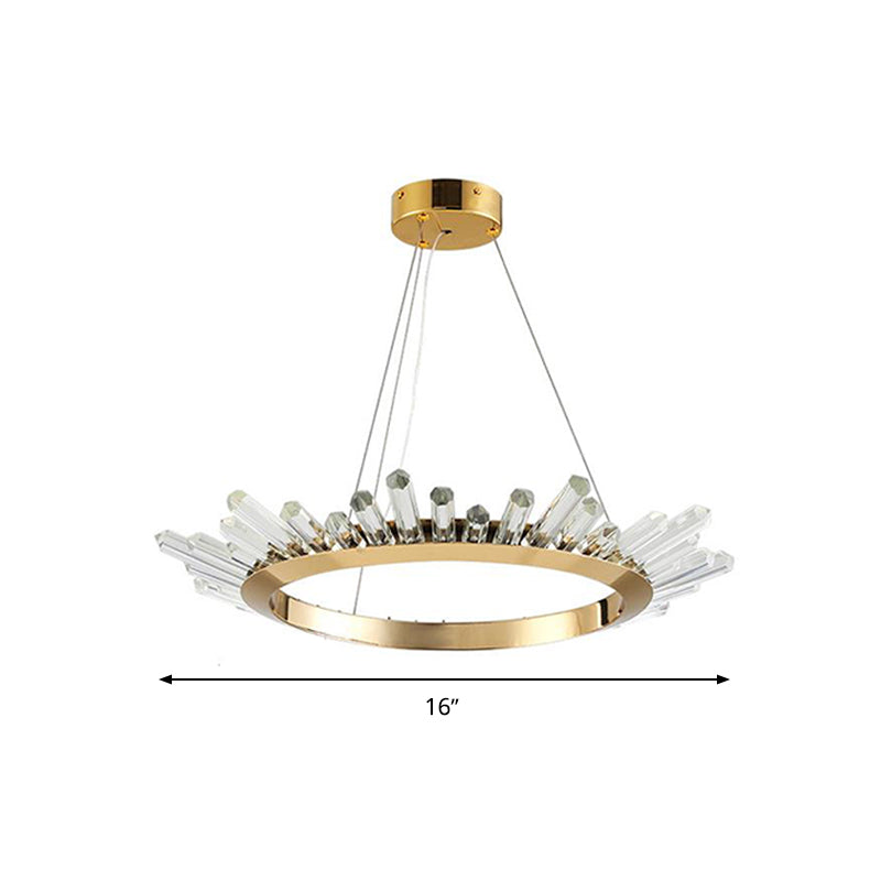 Round Pendant Chandelier Modernist Metal LED Gold Ceiling Hanging Light for Bedroom, 16"/21.5"/31.5" Wide Clearhalo 'Ceiling Lights' 'Chandeliers' 'Modern Chandeliers' 'Modern' Lighting' 277220