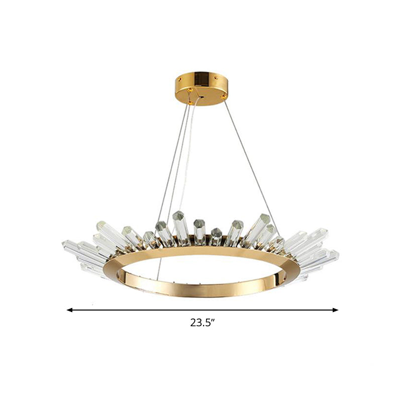 Round Pendant Chandelier Modernist Metal LED Gold Ceiling Hanging Light for Bedroom, 16"/21.5"/31.5" Wide Clearhalo 'Ceiling Lights' 'Chandeliers' 'Modern Chandeliers' 'Modern' Lighting' 277221