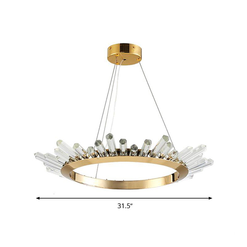 Round Pendant Chandelier Modernist Metal LED Gold Ceiling Hanging Light for Bedroom, 16"/21.5"/31.5" Wide Clearhalo 'Ceiling Lights' 'Chandeliers' 'Modern Chandeliers' 'Modern' Lighting' 277222