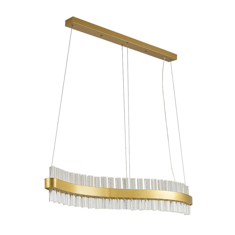 Bend Ceiling Chandelier Modernist Crystal 35.5"/47" Wide LED Gold Hanging Pendant Light for Dining Room Clearhalo 'Ceiling Lights' 'Chandeliers' 'Modern Chandeliers' 'Modern' Lighting' 277260