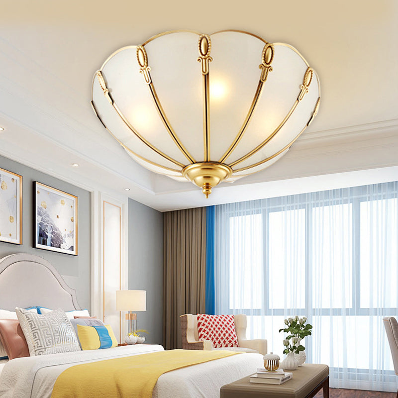 17"/21" W Classic Scallop Flush Mount 3/4 Bulbs Metal Ceiling Light Fixture in Brass for Bedroom Brass Clearhalo 'Ceiling Lights' 'Close To Ceiling Lights' 'Close to ceiling' 'Flush mount' Lighting' 277279