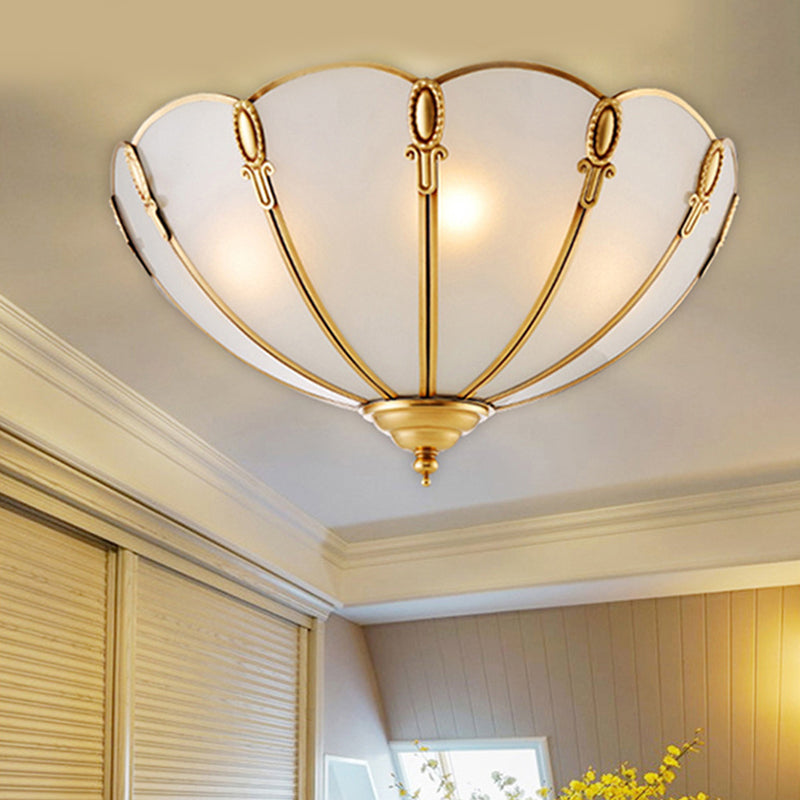 17"/21" W Classic Scallop Flush Mount 3/4 Bulbs Metal Ceiling Light Fixture in Brass for Bedroom Clearhalo 'Ceiling Lights' 'Close To Ceiling Lights' 'Close to ceiling' 'Flush mount' Lighting' 277280