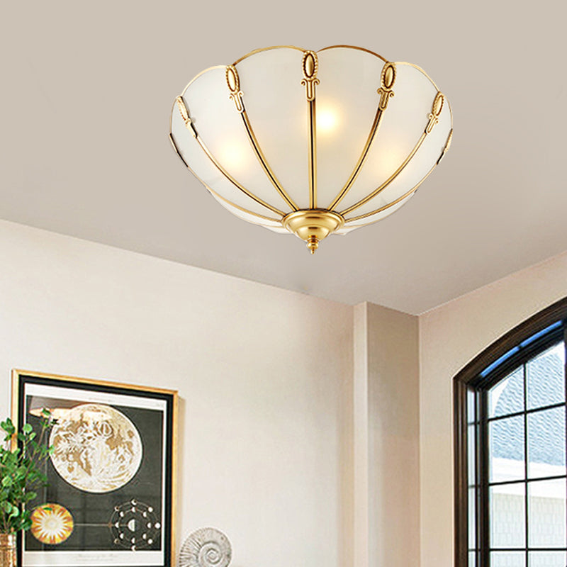 17"/21" W Classic Scallop Flush Mount 3/4 Bulbs Metal Ceiling Light Fixture in Brass for Bedroom Clearhalo 'Ceiling Lights' 'Close To Ceiling Lights' 'Close to ceiling' 'Flush mount' Lighting' 277281