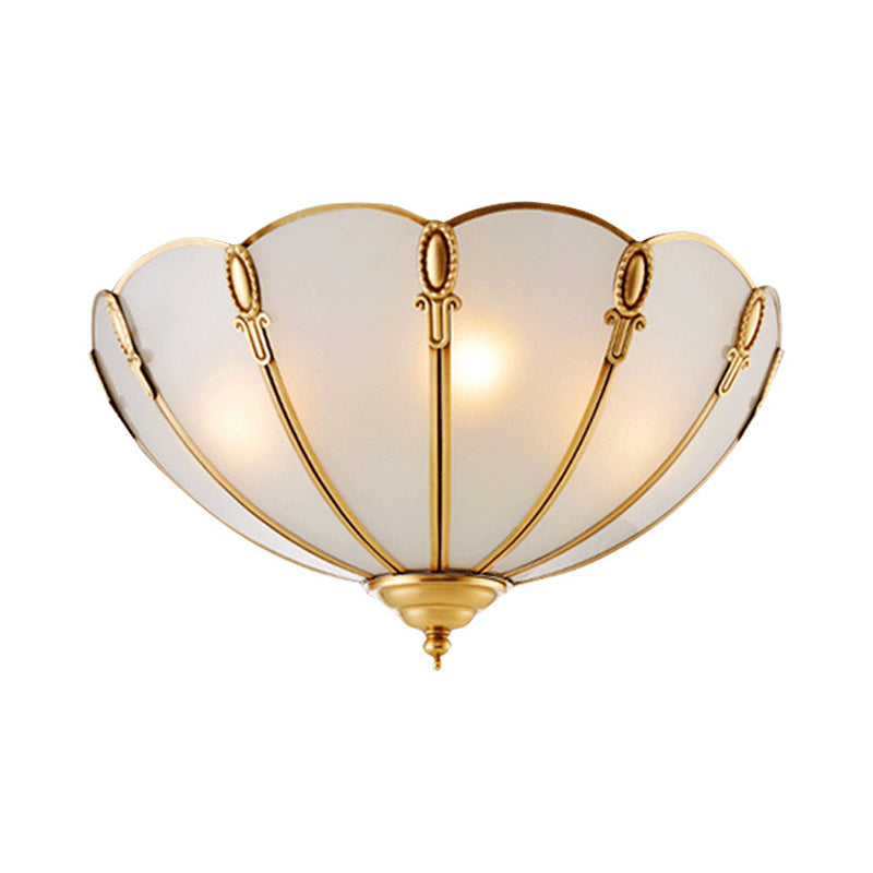 17"/21" W Classic Scallop Flush Mount 3/4 Bulbs Metal Ceiling Light Fixture in Brass for Bedroom Clearhalo 'Ceiling Lights' 'Close To Ceiling Lights' 'Close to ceiling' 'Flush mount' Lighting' 277282