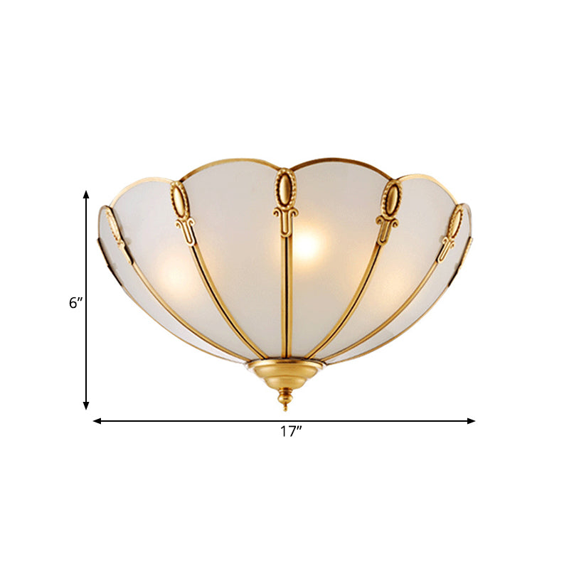 17"/21" W Classic Scallop Flush Mount 3/4 Bulbs Metal Ceiling Light Fixture in Brass for Bedroom Clearhalo 'Ceiling Lights' 'Close To Ceiling Lights' 'Close to ceiling' 'Flush mount' Lighting' 277283