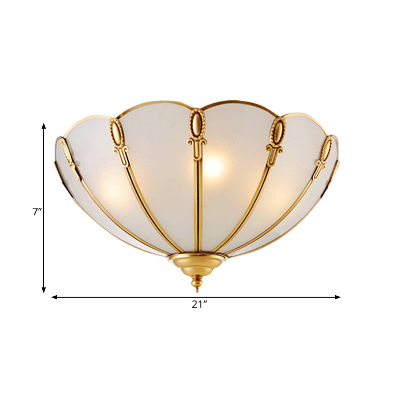 17"/21" W Classic Scallop Flush Mount 3/4 Bulbs Metal Ceiling Light Fixture in Brass for Bedroom Clearhalo 'Ceiling Lights' 'Close To Ceiling Lights' 'Close to ceiling' 'Flush mount' Lighting' 277284