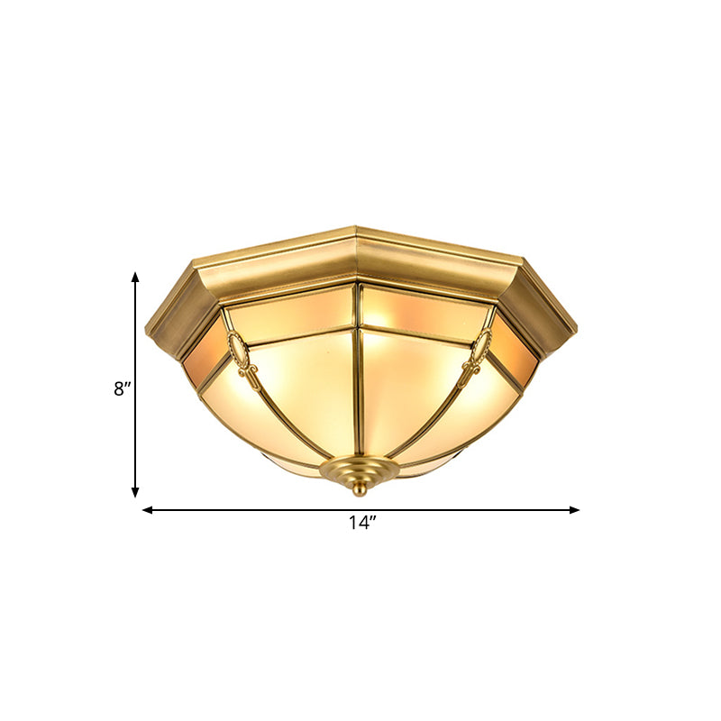 3/4/6 Lights Dome Flush Mount Lamp Traditional Brass Metal Ceiling Lighting for Living Room, 14"/18"/23.5 W Clearhalo 'Ceiling Lights' 'Close To Ceiling Lights' 'Close to ceiling' 'Flush mount' Lighting' 277290