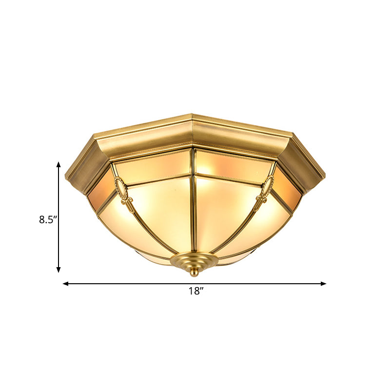 3/4/6 Lights Dome Flush Mount Lamp Traditional Brass Metal Ceiling Lighting for Living Room, 14"/18"/23.5 W Clearhalo 'Ceiling Lights' 'Close To Ceiling Lights' 'Close to ceiling' 'Flush mount' Lighting' 277291