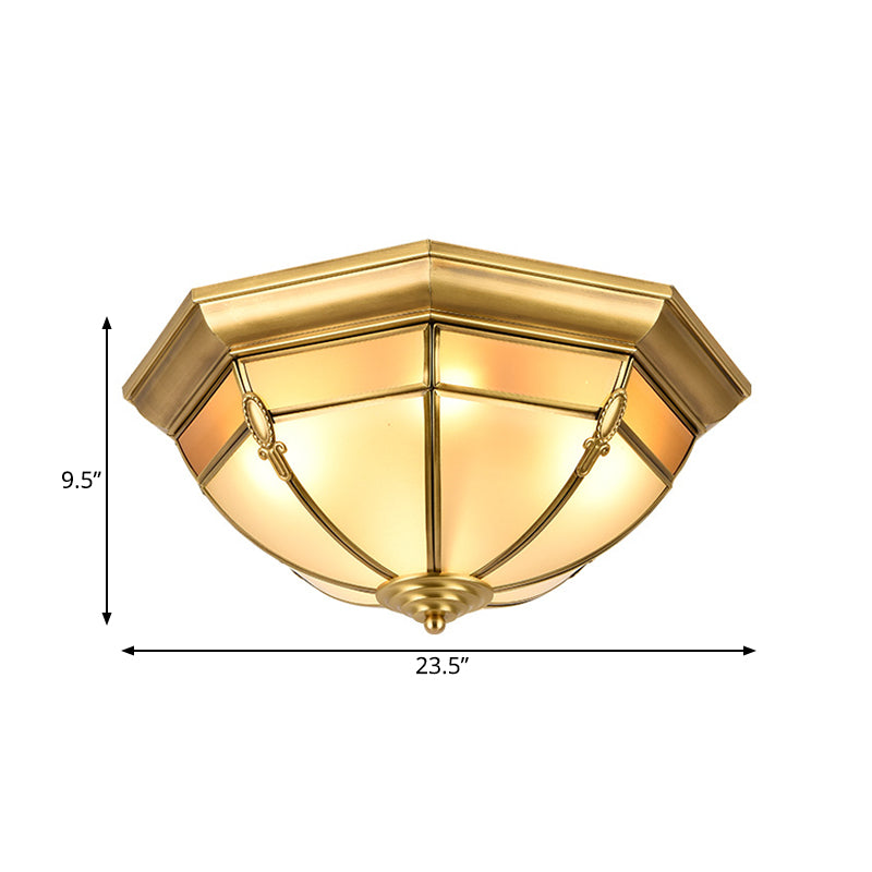 3/4/6 Lights Dome Flush Mount Lamp Traditional Brass Metal Ceiling Lighting for Living Room, 14"/18"/23.5 W Clearhalo 'Ceiling Lights' 'Close To Ceiling Lights' 'Close to ceiling' 'Flush mount' Lighting' 277292