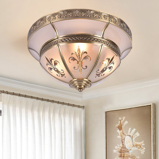 15"/18" W 3/4 Lights Metal Ceiling Flush Traditionalism Brass Dome Living Room Flush Mount Lighting Fixture Clearhalo 'Ceiling Lights' 'Close To Ceiling Lights' 'Close to ceiling' 'Flush mount' Lighting' 277328