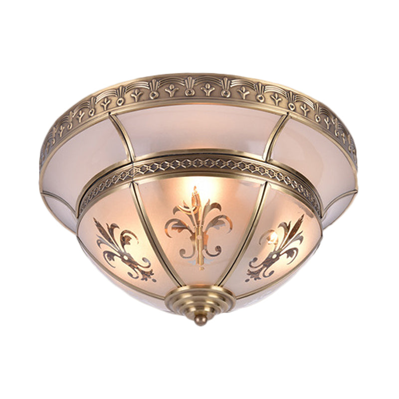 15"/18" W 3/4 Lights Metal Ceiling Flush Traditionalism Brass Dome Living Room Flush Mount Lighting Fixture Clearhalo 'Ceiling Lights' 'Close To Ceiling Lights' 'Close to ceiling' 'Flush mount' Lighting' 277330