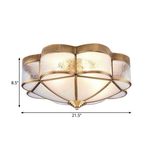 Flower Bedroom Ceiling Lighting Classic Metal 3/4/6 Heads Brass Flush Mount Ceiling Fixture, 14"/18"/21.5" W Clearhalo 'Ceiling Lights' 'Close To Ceiling Lights' 'Close to ceiling' 'Flush mount' Lighting' 277344