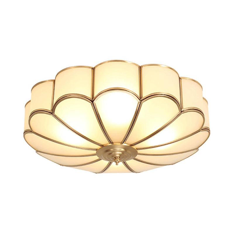 14"/18"/23.5" W Brass Scalloped Ceiling Lighting Traditional Metal 3/4/6 Heads Living Room Flush Mount Ceiling Light Fixture Clearhalo 'Ceiling Lights' 'Close To Ceiling Lights' 'Close to ceiling' 'Flush mount' Lighting' 277349