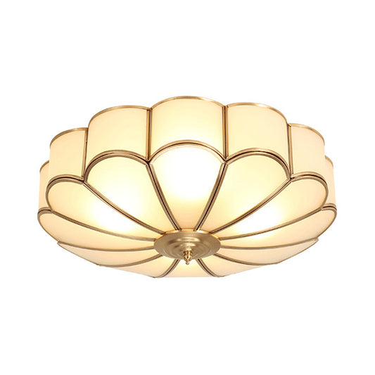 14"/18"/23.5" W Brass Scalloped Ceiling Lighting Traditional Metal 3/4/6 Heads Living Room Flush Mount Ceiling Light Fixture Clearhalo 'Ceiling Lights' 'Close To Ceiling Lights' 'Close to ceiling' 'Flush mount' Lighting' 277349