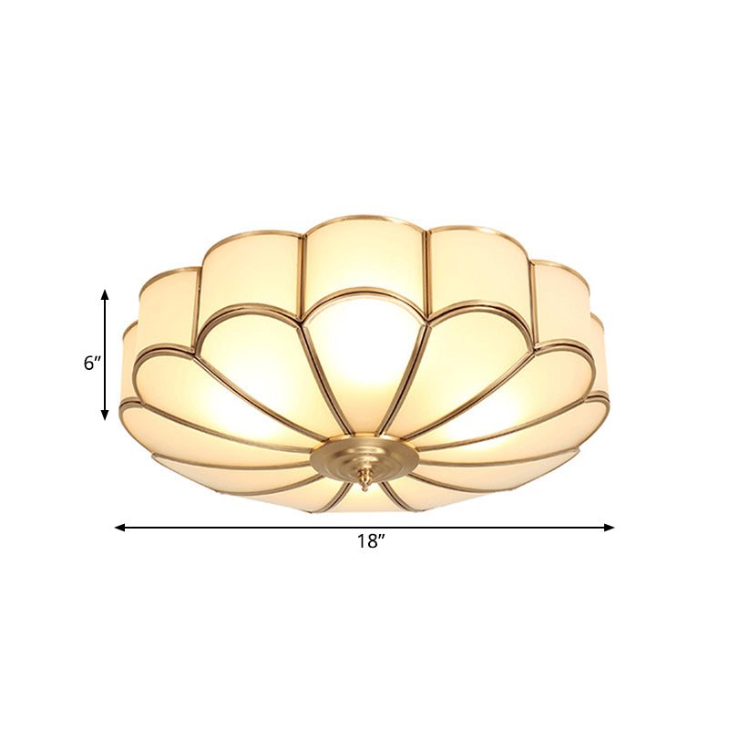 14"/18"/23.5" W Brass Scalloped Ceiling Lighting Traditional Metal 3/4/6 Heads Living Room Flush Mount Ceiling Light Fixture Clearhalo 'Ceiling Lights' 'Close To Ceiling Lights' 'Close to ceiling' 'Flush mount' Lighting' 277351