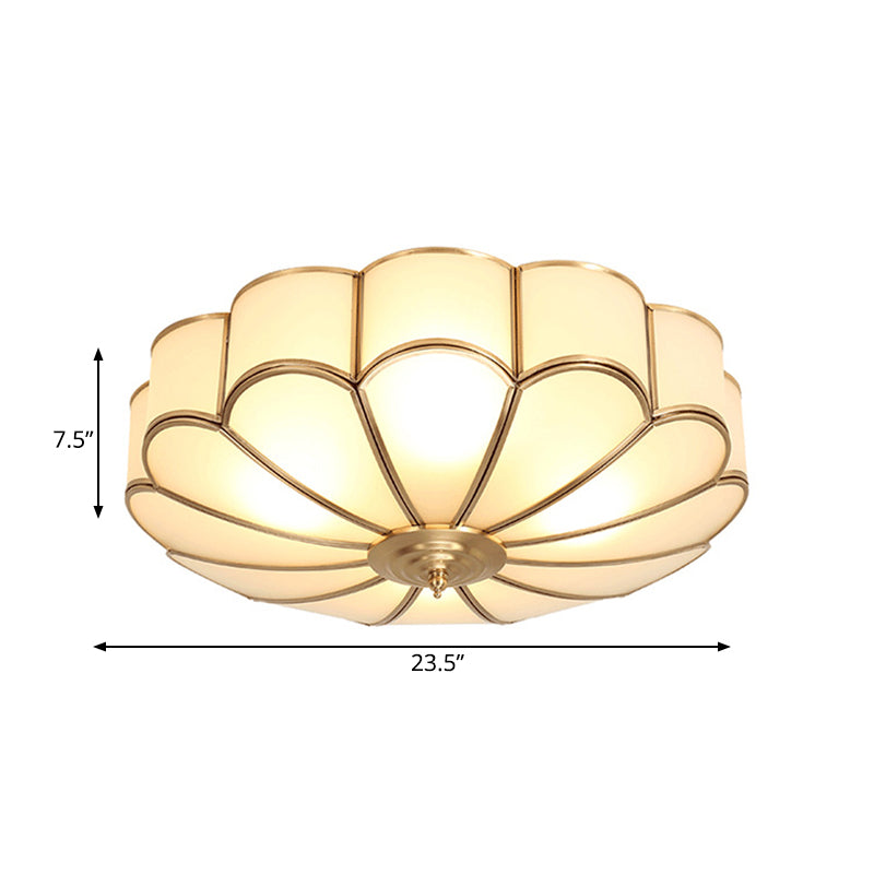 14"/18"/23.5" W Brass Scalloped Ceiling Lighting Traditional Metal 3/4/6 Heads Living Room Flush Mount Ceiling Light Fixture Clearhalo 'Ceiling Lights' 'Close To Ceiling Lights' 'Close to ceiling' 'Flush mount' Lighting' 277352