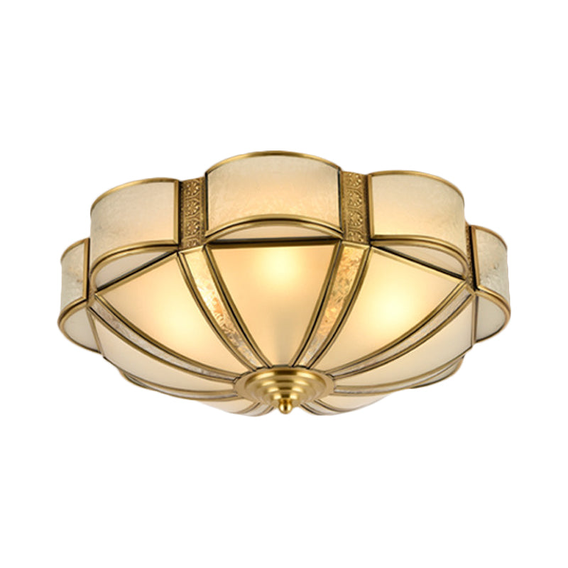 14"/18"/23.5" W Metal Brass Flush Mount Chandelier Scalloped 3/4/6 Heads Traditional Ceiling Lamp for Living Room Clearhalo 'Ceiling Lights' 'Close To Ceiling Lights' 'Close to ceiling' 'Flush mount' Lighting' 277369