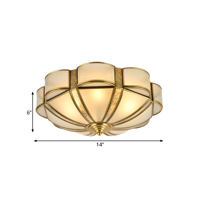 14"/18"/23.5" W Metal Brass Flush Mount Chandelier Scalloped 3/4/6 Heads Traditional Ceiling Lamp for Living Room Clearhalo 'Ceiling Lights' 'Close To Ceiling Lights' 'Close to ceiling' 'Flush mount' Lighting' 277370