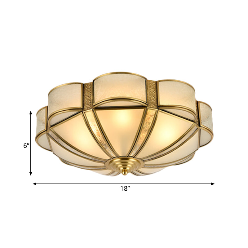 14"/18"/23.5" W Metal Brass Flush Mount Chandelier Scalloped 3/4/6 Heads Traditional Ceiling Lamp for Living Room Clearhalo 'Ceiling Lights' 'Close To Ceiling Lights' 'Close to ceiling' 'Flush mount' Lighting' 277371