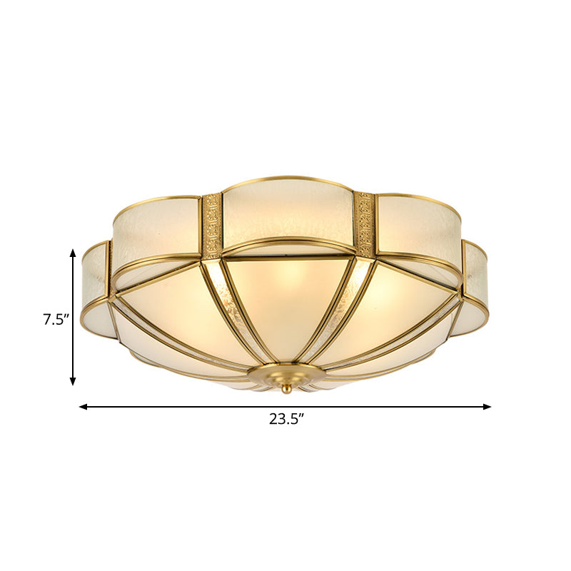 14"/18"/23.5" W Metal Brass Flush Mount Chandelier Scalloped 3/4/6 Heads Traditional Ceiling Lamp for Living Room Clearhalo 'Ceiling Lights' 'Close To Ceiling Lights' 'Close to ceiling' 'Flush mount' Lighting' 277377