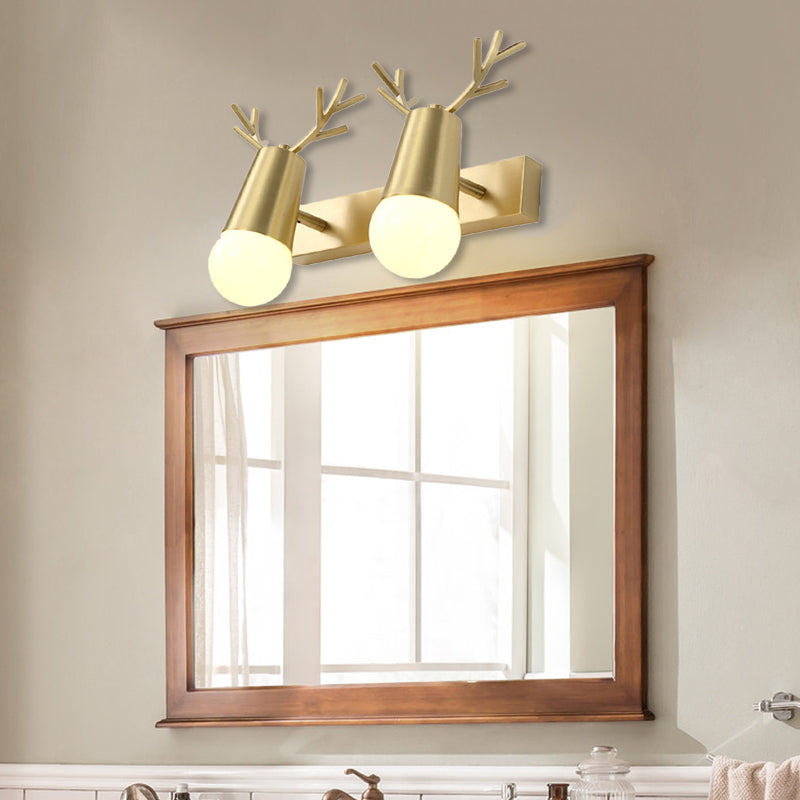 Globe Bathroom Vanity Light Traditionalism Metal 2/3-Head Brass Wall Sconce Lighting 2.0 Brass Clearhalo 'Vanity Lights' 'Wall Lights' Lighting' 277395