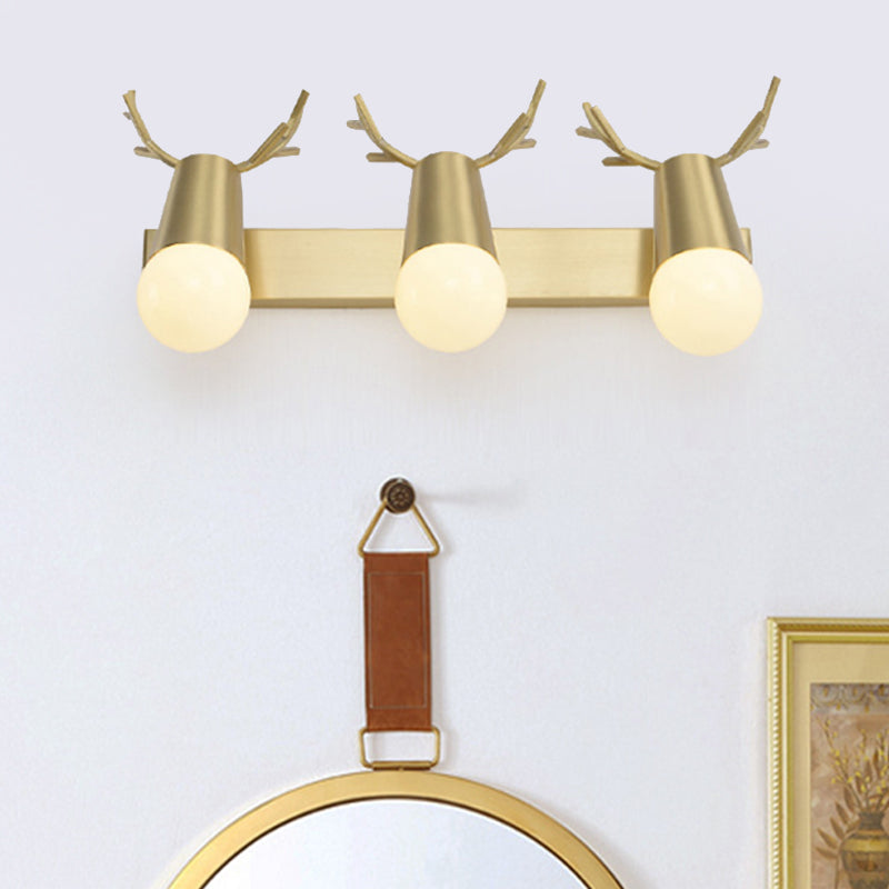 Globe Bathroom Vanity Light Traditionalism Metal 2/3-Head Brass Wall Sconce Lighting 3.0 Brass Clearhalo 'Vanity Lights' 'Wall Lights' Lighting' 277400