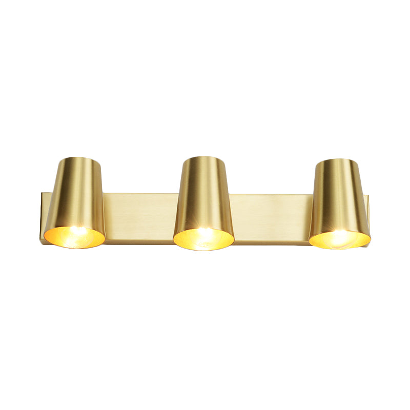 Brass 1/2/3-Light Vanity Sconce Traditional Metal Conical Wall Lighting Fixture for Bathroom Clearhalo 'Vanity Lights' 'Wall Lights' Lighting' 277416