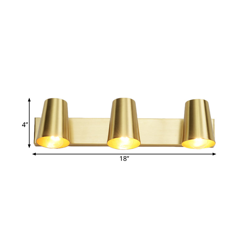 Brass 1/2/3-Light Vanity Sconce Traditional Metal Conical Wall Lighting Fixture for Bathroom Clearhalo 'Vanity Lights' 'Wall Lights' Lighting' 277417