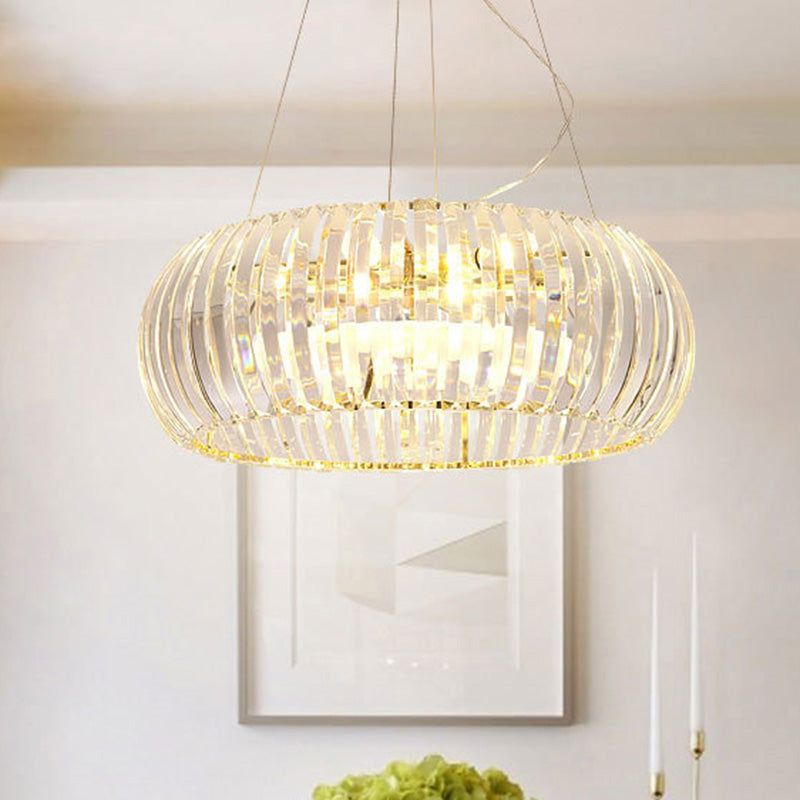 Donut Chandelier Lighting Modernist Crystal 6/8 Bulbs Gold Suspension Pendant Light in Warm/White Light, 21.5"/25.5" Wide Gold White Clearhalo 'Ceiling Lights' 'Chandeliers' 'Modern Chandeliers' 'Modern' Lighting' 277419