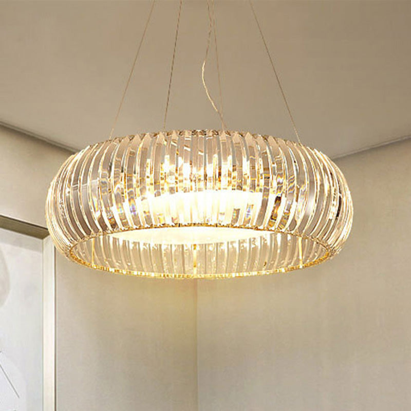 Donut Chandelier Lighting Modernist Crystal 6/8 Bulbs Gold Suspension Pendant Light in Warm/White Light, 21.5"/25.5" Wide Gold Warm Clearhalo 'Ceiling Lights' 'Chandeliers' 'Modern Chandeliers' 'Modern' Lighting' 277420