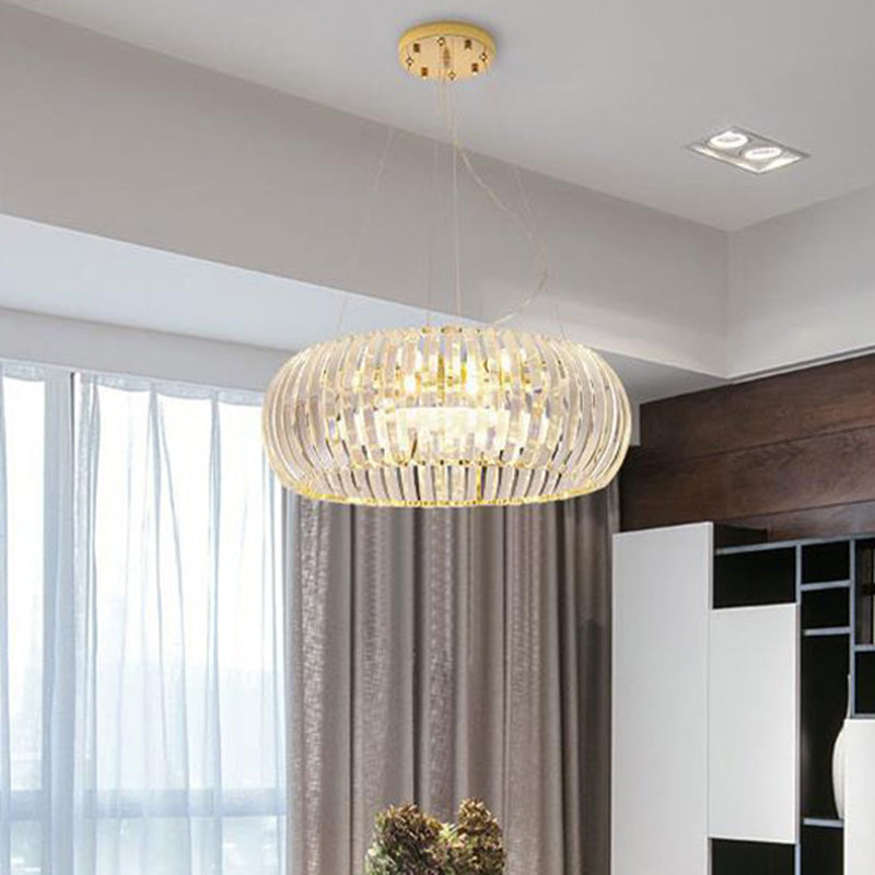 Donut Chandelier Lighting Modernist Crystal 6/8 Bulbs Gold Suspension Pendant Light in Warm/White Light, 21.5"/25.5" Wide Clearhalo 'Ceiling Lights' 'Chandeliers' 'Modern Chandeliers' 'Modern' Lighting' 277421