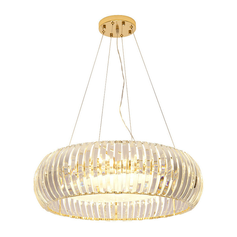 Donut Chandelier Lighting Modernist Crystal 6/8 Bulbs Gold Suspension Pendant Light in Warm/White Light, 21.5"/25.5" Wide Clearhalo 'Ceiling Lights' 'Chandeliers' 'Modern Chandeliers' 'Modern' Lighting' 277423