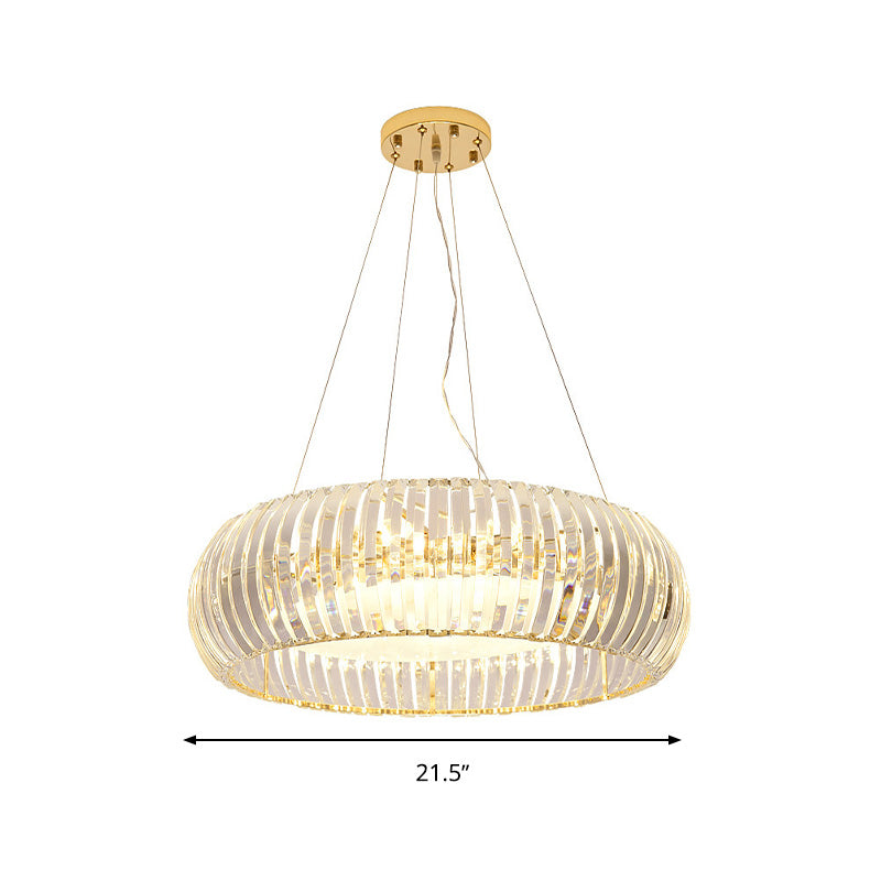 Donut Chandelier Lighting Modernist Crystal 6/8 Bulbs Gold Suspension Pendant Light in Warm/White Light, 21.5"/25.5" Wide Clearhalo 'Ceiling Lights' 'Chandeliers' 'Modern Chandeliers' 'Modern' Lighting' 277424