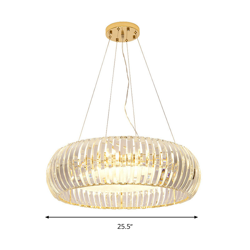 Donut Chandelier Lighting Modernist Crystal 6/8 Bulbs Gold Suspension Pendant Light in Warm/White Light, 21.5"/25.5" Wide Clearhalo 'Ceiling Lights' 'Chandeliers' 'Modern Chandeliers' 'Modern' Lighting' 277425