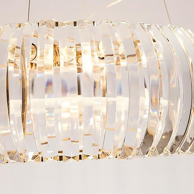 Donut Chandelier Lighting Modernist Crystal 6/8 Bulbs Gold Suspension Pendant Light in Warm/White Light, 21.5"/25.5" Wide Clearhalo 'Ceiling Lights' 'Chandeliers' 'Modern Chandeliers' 'Modern' Lighting' 277426