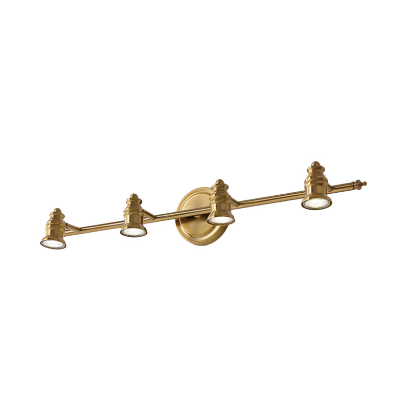 Linear Bathroom Vanity Mirror Light Traditionalism Metal 2/3/4-Bulb Brass Wall Sconce Lighting Clearhalo 'Vanity Lights' 'Wall Lights' Lighting' 277473