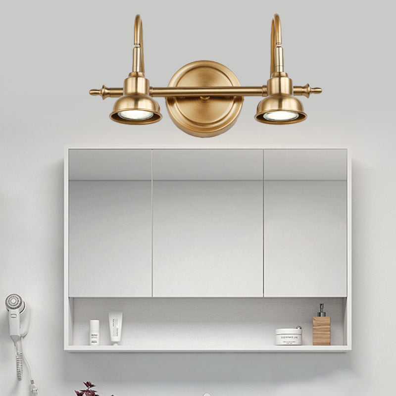 Brass Linear LED Vanity Lighting Traditional Metal 2/3/4-Light Bathroom Wall Sconce Light 2.0 Brass Clearhalo 'Vanity Lights' 'Wall Lights' Lighting' 277483