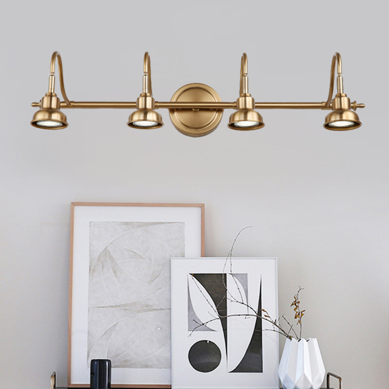 Brass Linear LED Vanity Lighting Traditional Metal 2/3/4-Light Bathroom Wall Sconce Light 4.0 Brass Clearhalo 'Vanity Lights' 'Wall Lights' Lighting' 277493