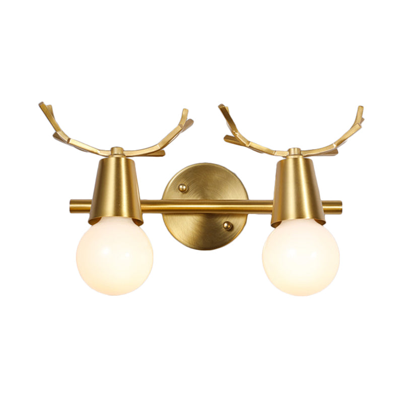 Traditionalism Global Vanity Wall Sconce 1/2/3-Head Metal Wall Light Fixture in Brass for Bathroom Clearhalo 'Vanity Lights' 'Wall Lights' Lighting' 277547